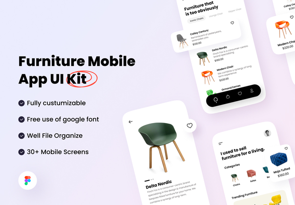家具移动UI包 (Furniture Mobile UI Kit)