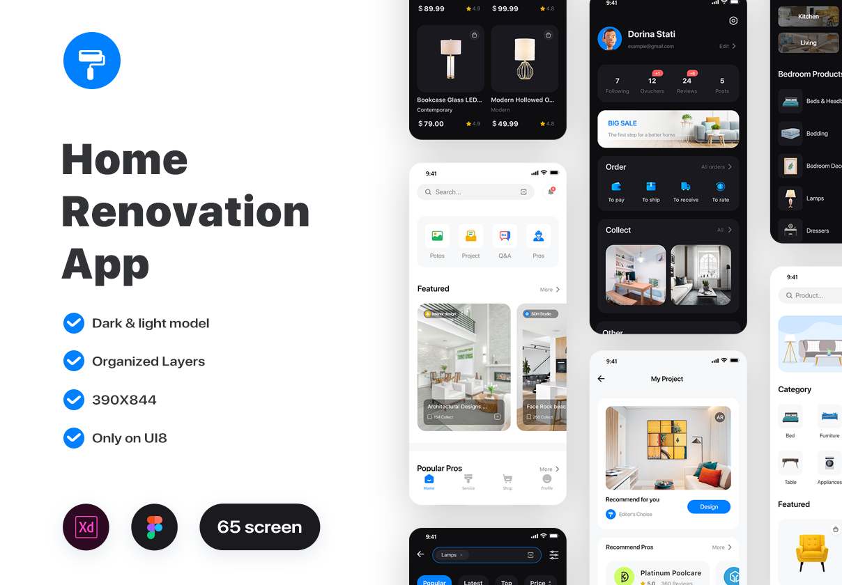 家庭装修应用设计 (Home Renovation app design)