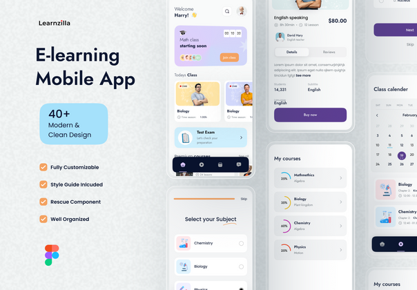 E-learning 移动应用程序 ios 套件 (E-learning Mobile App ios kit)