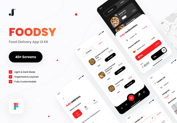 Foodsy - 食品配送应用UI工具包 (Foodsy - Food Delivery App UI Kit)