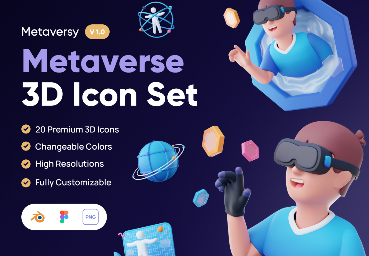 Metaversy - Metaverse 3D图标集 (Metaversy - Metaverse 3D Icon Set)