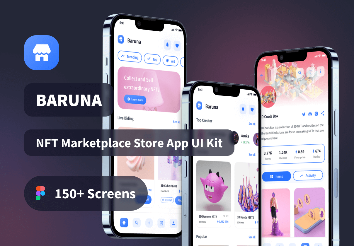 Baruna - NFT市场商店应用程序UI工具包 (Baruna - NFT Marketplace Store App UI Kit)