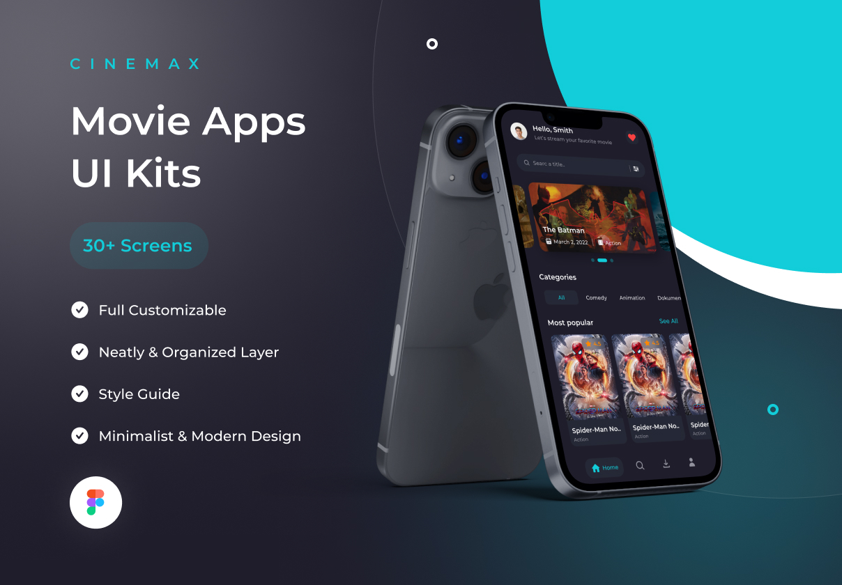 Cinemax - 电影应用UI套件 (Cinemax - Movie Apps UI Kits)