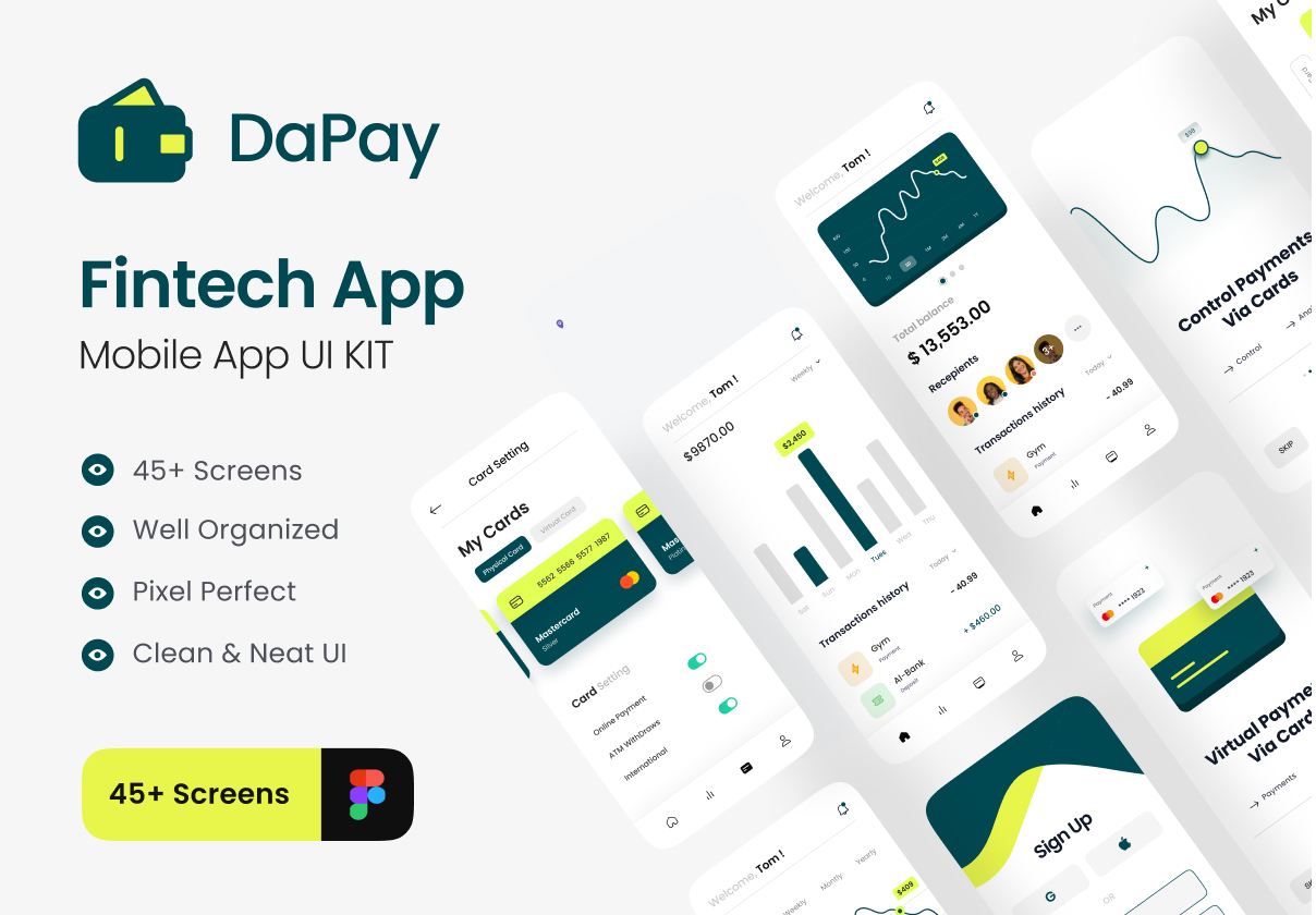 DaPay - 金融技术移动应用UI工具包 (DaPay - Fintech Mobile App UI KIT)