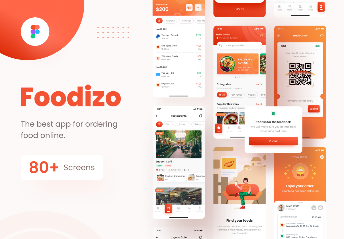 Foodizo - 食品配送UI套件模板 (Foodizo - Food Delivery UI Kit Templates)