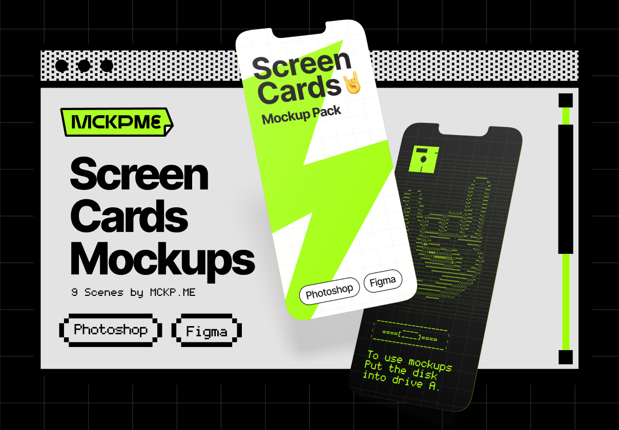 屏幕卡模拟包 (Screen Cards Mockup Pack)