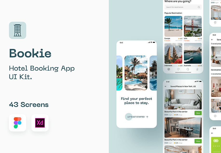 BOOKIE 酒店预订 UI Kit V1 (BOOKIE Hotel Booking UI Kit V1)