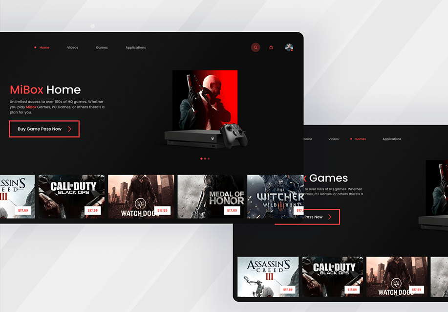 MiBox - 一个控制台游戏平台的UI设计实践套件 (MiBox - A Console Game Platform UI Design Practice Kit)