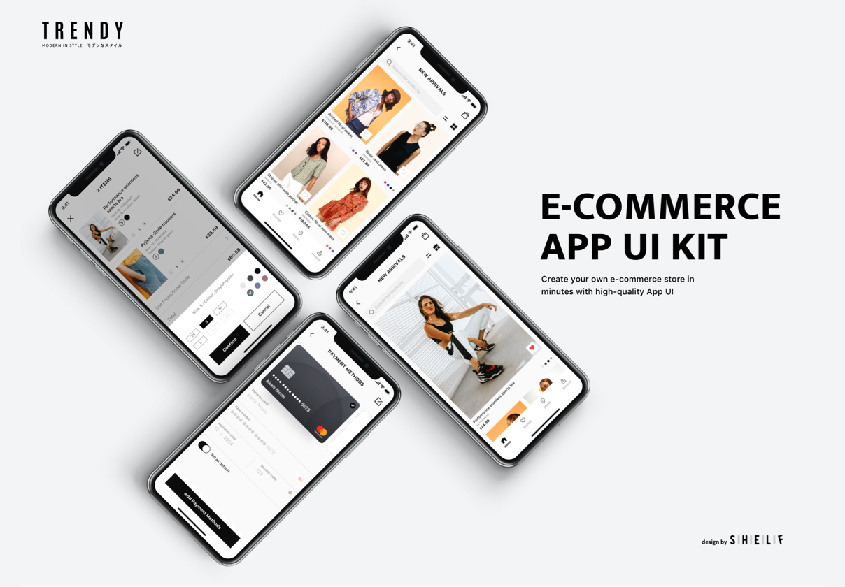 潮流的电子商务App UI工具包 (Trendy E-commerce App UI kit)