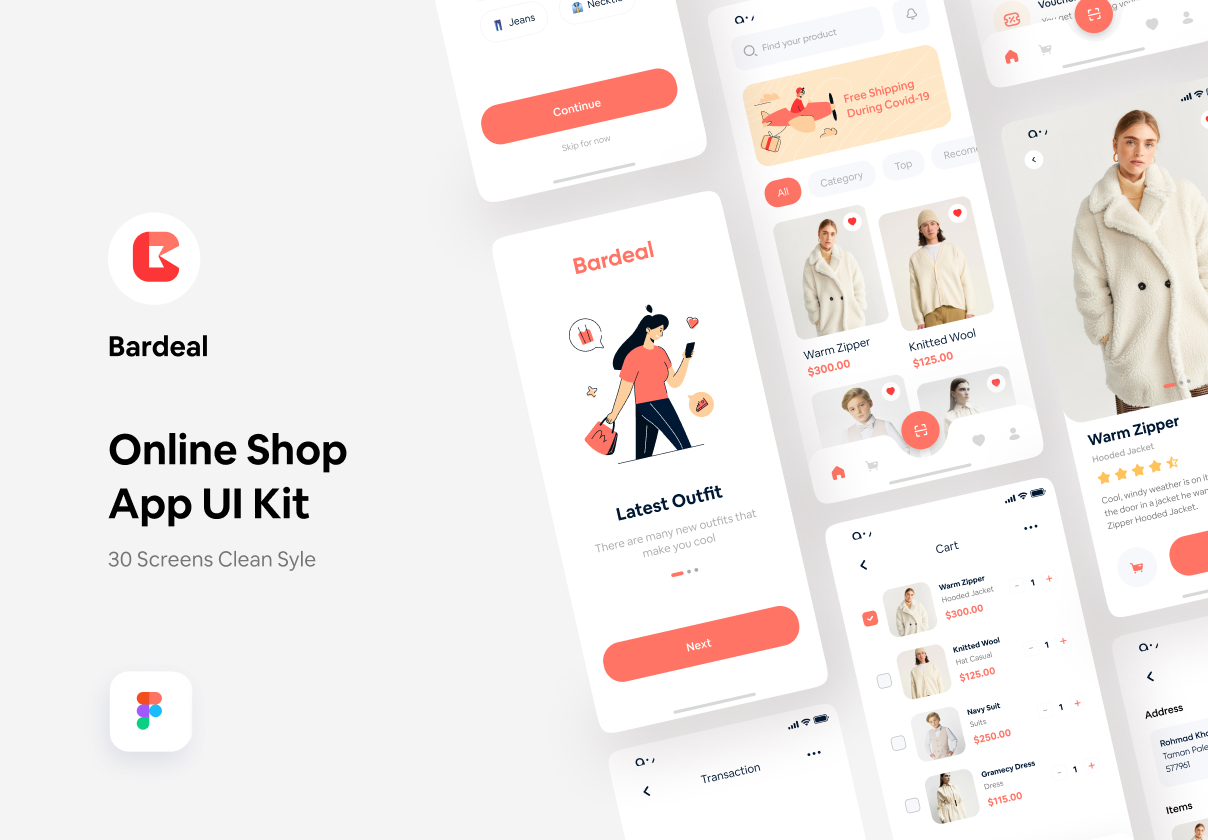Bardeal - 在线商店手机APP UI KIT (Bardeal - Online Shop Mobile App UI KIT)