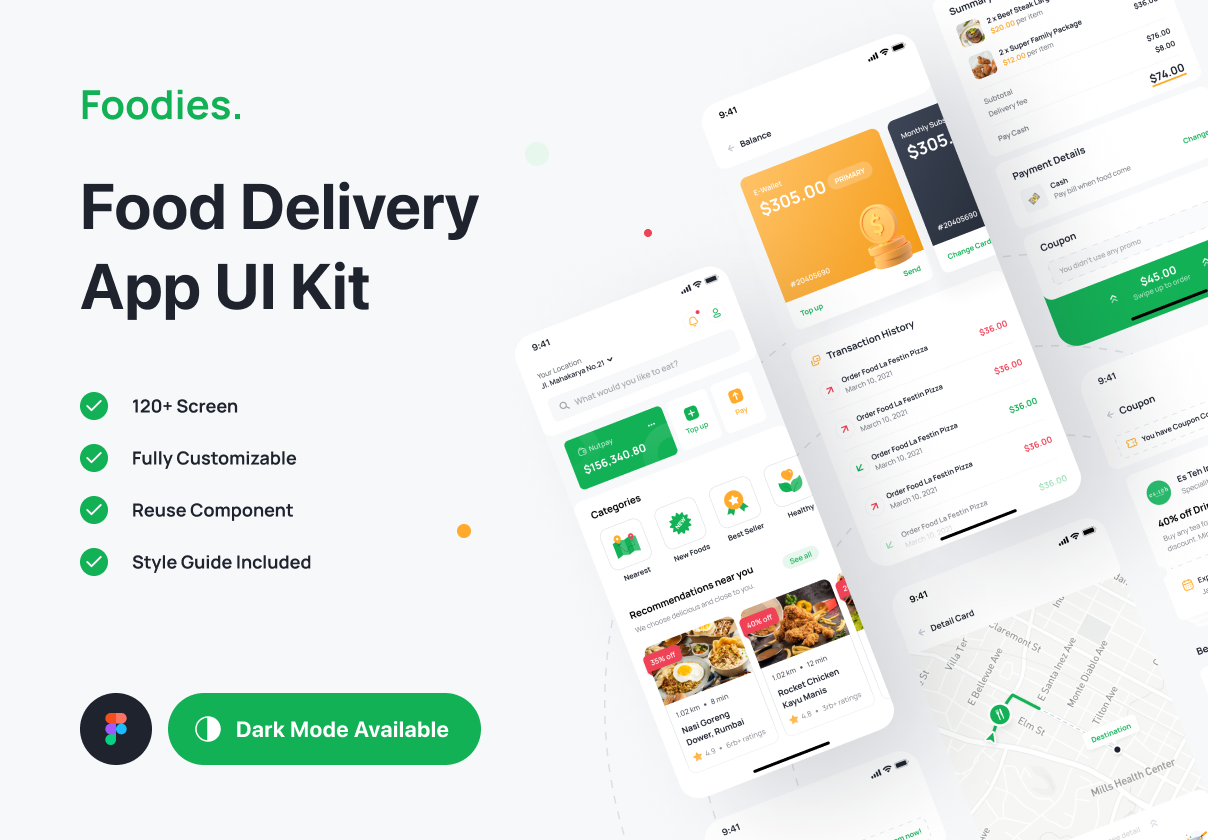 Foodies - 食品配送应用UI Kit (Foodies - Food Delivery App UI Kit)