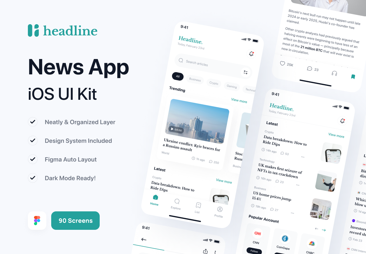 头条新闻 - 新闻应用UI Kit (Headline - News App UI Kit)
