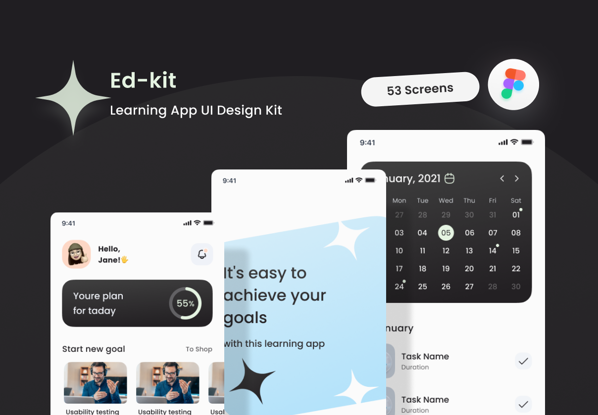 教育科技学习类APP UI设计包 (Ed-tech Learning App UI Design Kit)