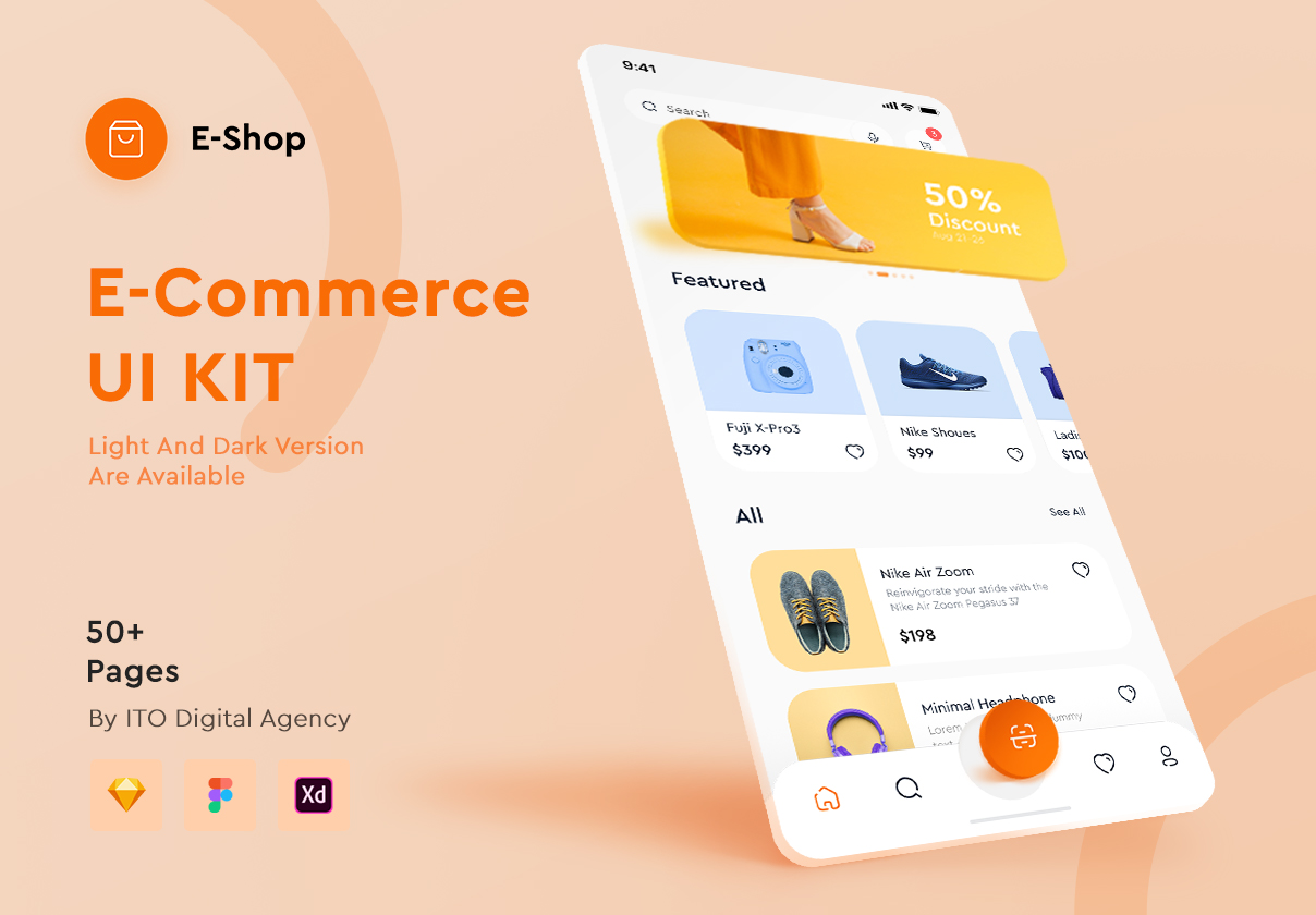 Eshop电子商务移动应用UI设计包 (Eshop E-Commerce Mobile App UI Kit)