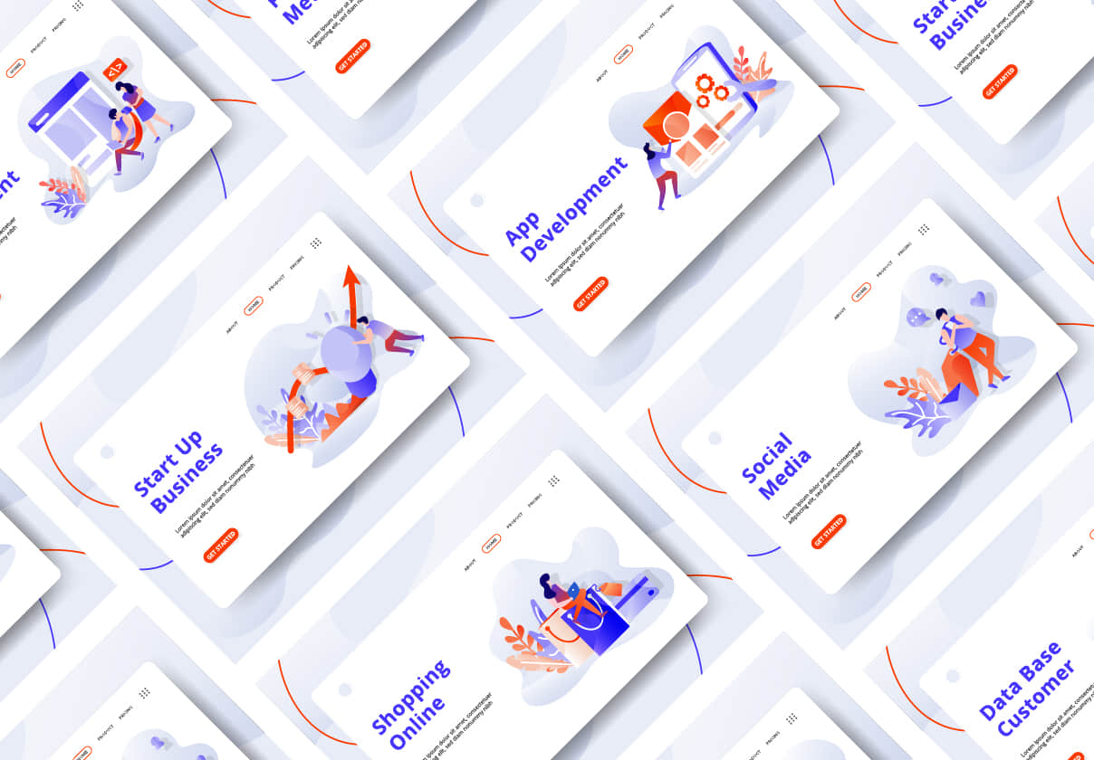 数字营销卷2套插图 (Digital Marketing vol 2 sets Illustration)