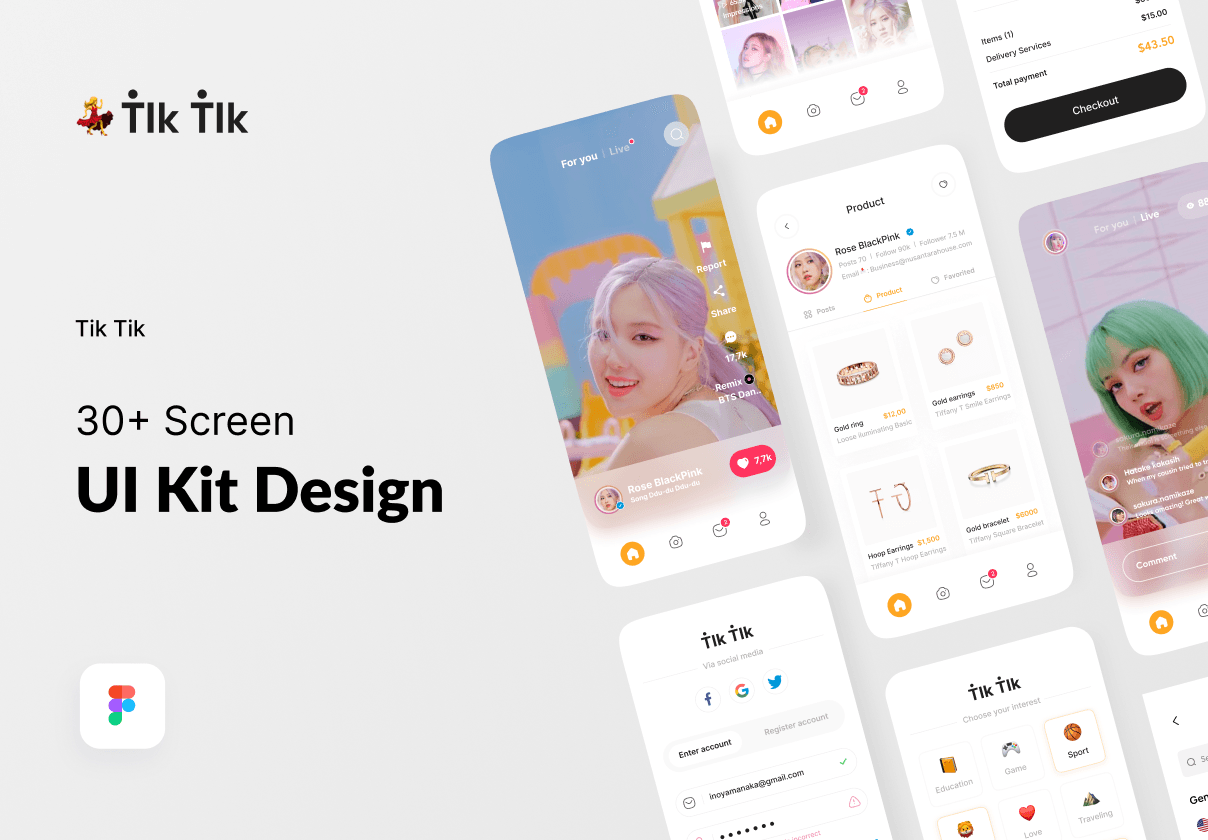 Tik Tik - 社交媒体UI KIT (Tik Tik - Social Media UI KIT)