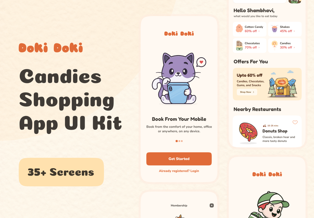 卡哇伊糖果购物UI套件 (Kawaii Candy Shopping UI Kit)