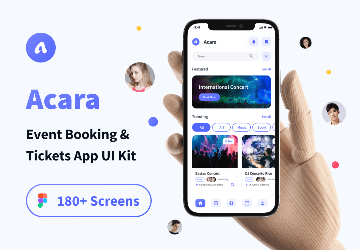 Acara - 活动预订和票务应用UI工具包 (Acara - Event Booking & Tickets App UI Kit)