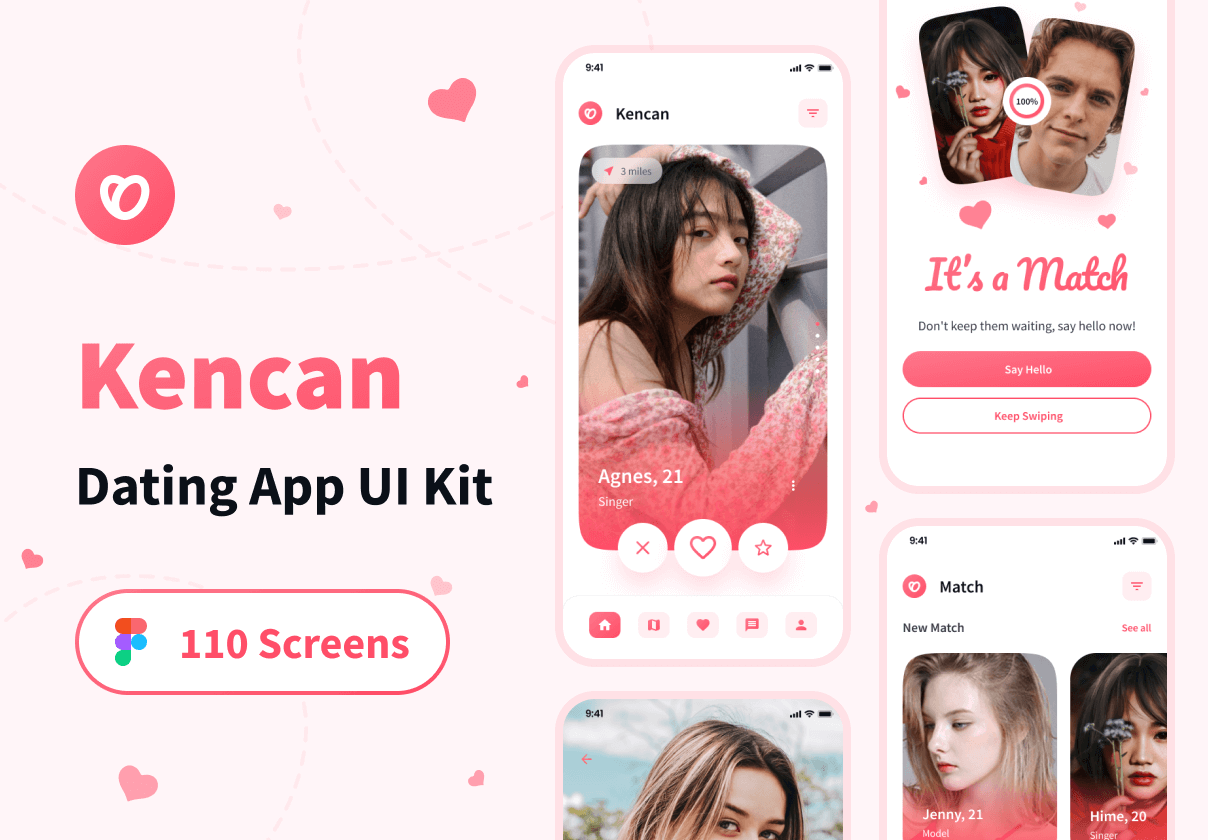 肯肯 - 约会应用程序的UI工具包 (Kencan - Dating App UI Kit)