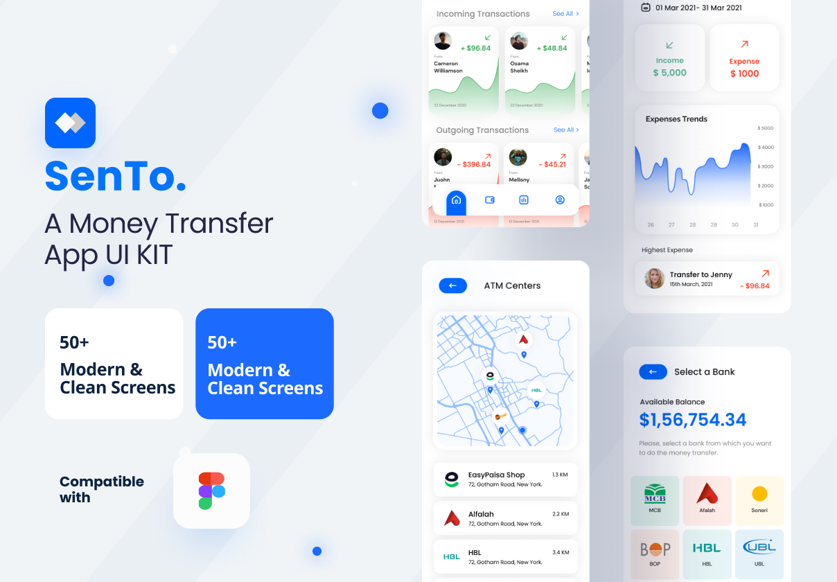 SenTo. - 一个优质的汇款移动应用UI套件 (SenTo. - A Premium Money Transfer Mobile App UI Kit)