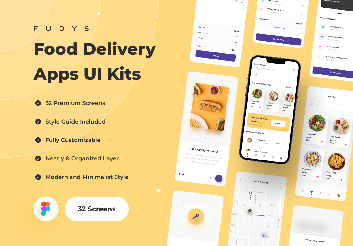 Fudys - 食品递送应用UI Kit (Fudys - Food Delivery Apps UI Kit)