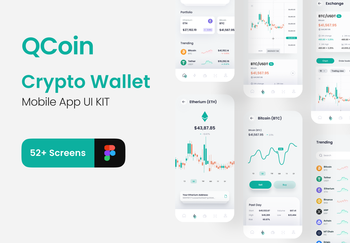 QCoin - 加密货币移动应用UI KIT (QCoin - Crypto Mobile App UI KIT)