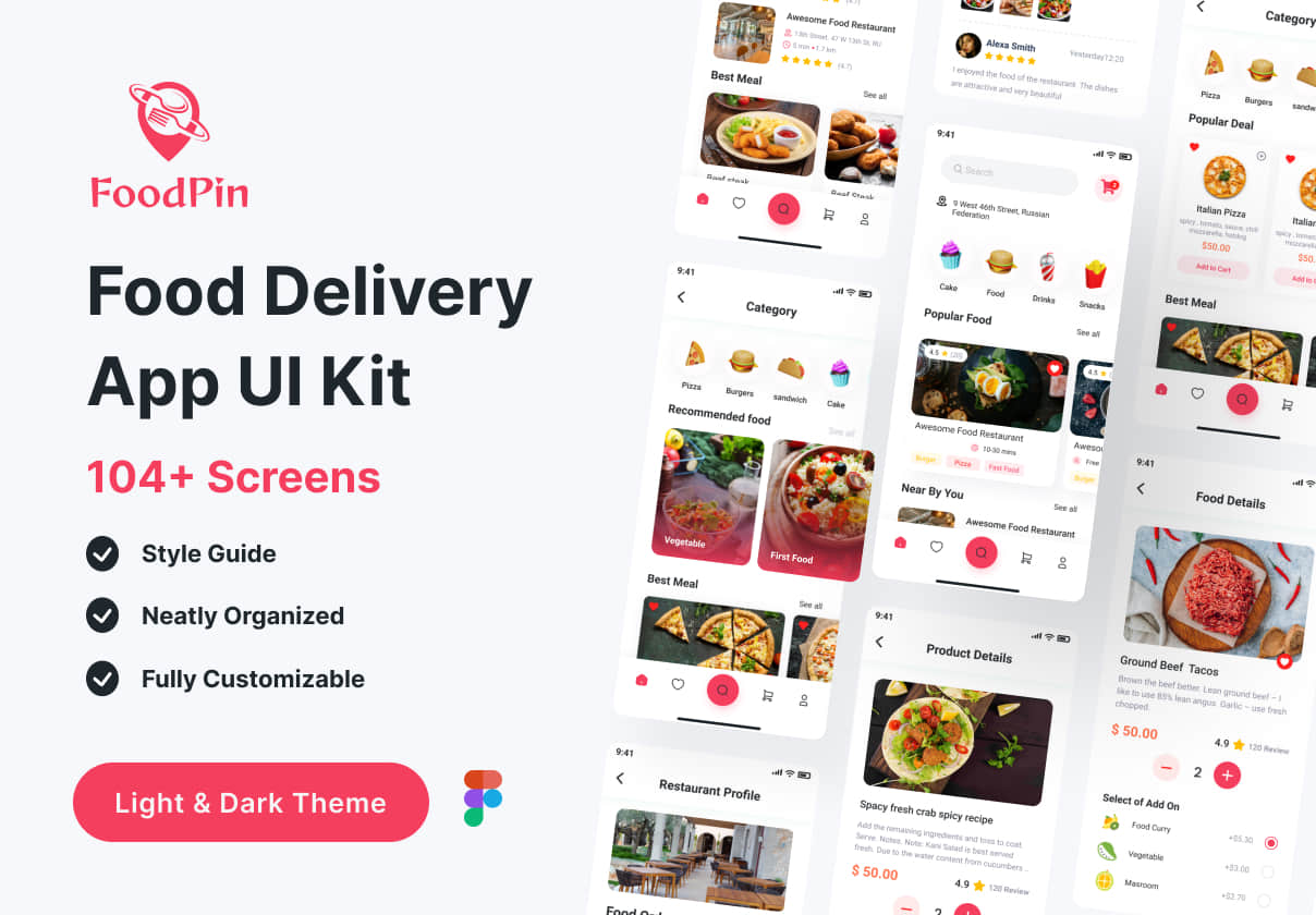 FoodPin - 食品配送应用UI Kit (FoodPin - Food Delivery App UI Kit)
