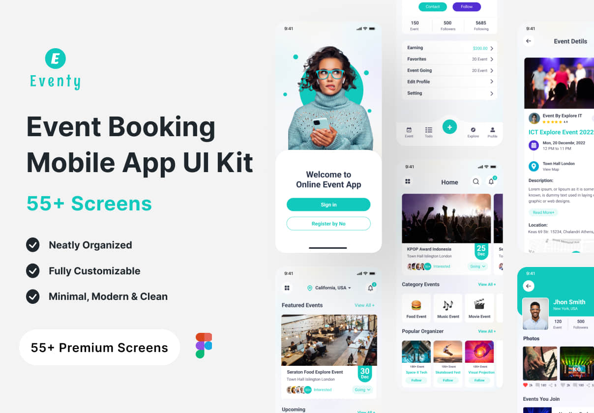 Eventy - 活动预订App UI Kit (Eventy - Event Booking App UI Kit)