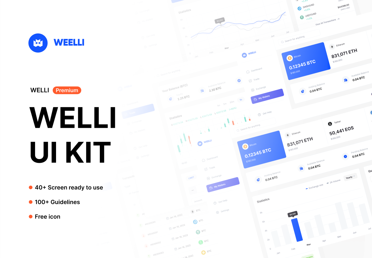 Welli - 仪表板交易所加密货币UI KIT (Welli - Dashboard Exchange Crypto UI KIT)