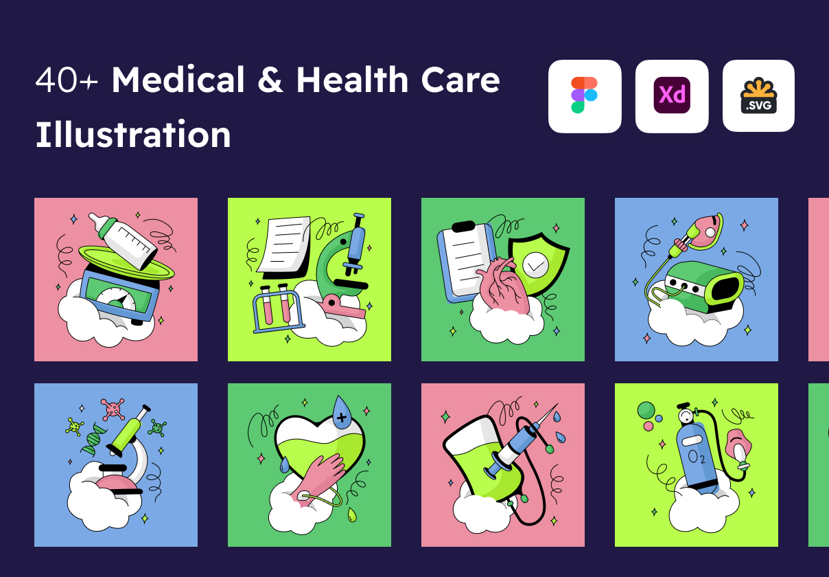 医疗和保健插图 (Medical & Health-Care Illustrations)