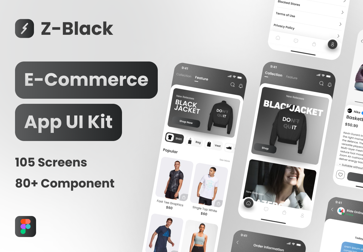 Z-Black电子商务应用UI套件 (Z-Black E-Commerce App UI Kit)