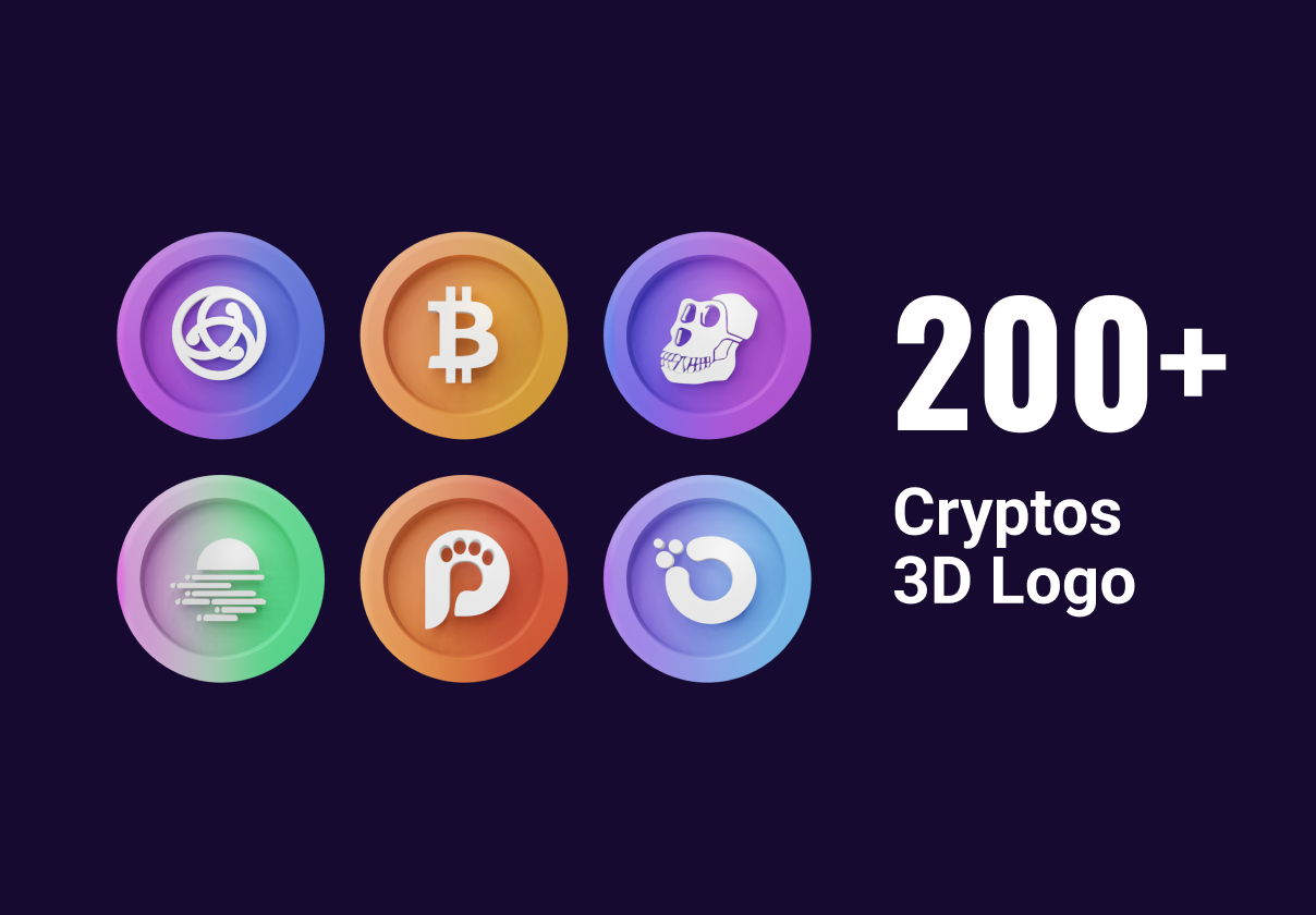 200多个3D加密货币标志 (200+ 3D cryptos logo)