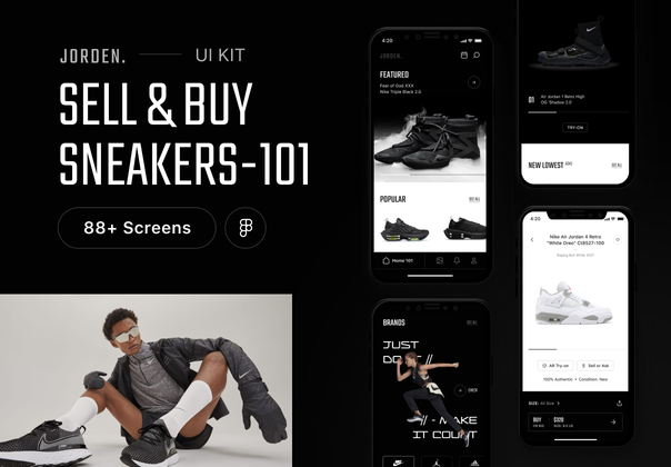 Jorden - 销售和购买运动鞋的用户界面套件 (Jorden - Sell & Buy Sneakers UI Kit)