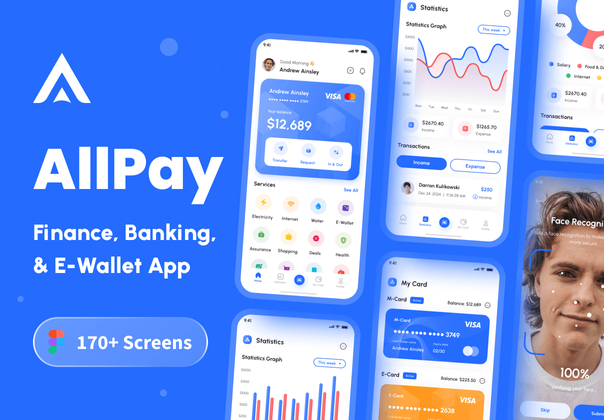 AllPay - 金融、银行和电子钱包应用UI工具包 (AllPay - Finance, Banking, & E-Wallet App UI Kit)