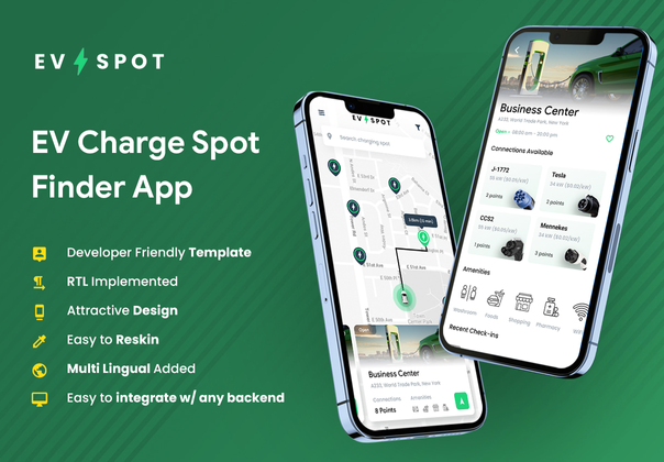 电动汽车充电站查找应用程序 - EV Spot (EV Charging Station Finder App - EV Spot)