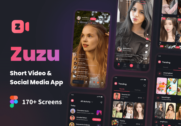 Zuzu - 短视频_社交媒体应用UI套件 (Zuzu - Short Video _ Social Media App UI Kit)