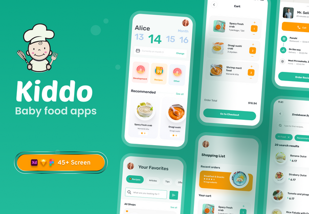 婴儿食品应用UI套件 (Baby Food Apps UI Kit)
