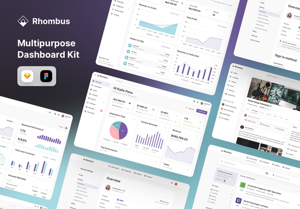 菱形仪表板UI套件 (Rhombus Dashboard UI Kit)