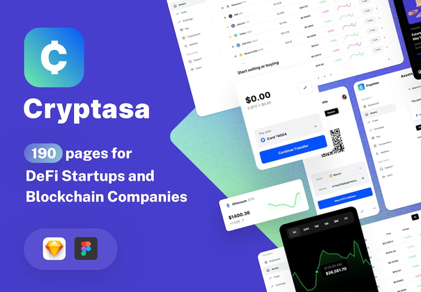 Cryptasa - 用于DeFi初创公司、交易所应用程序、加密货币钱包的UI套件 (Cryptasa - UI kit for DeFi Startups, Exchange Apps, Crypto Wallets)