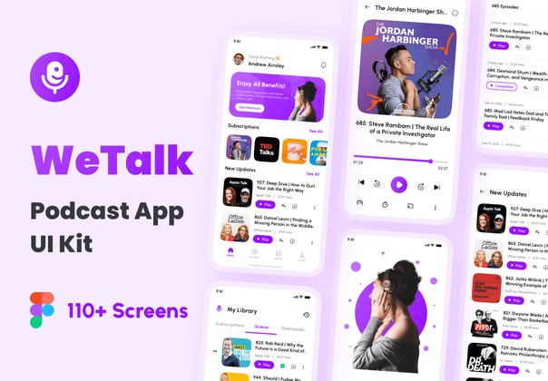 WeTalk - 播客应用UI工具包 (WeTalk - Podcast App UI Kit)
