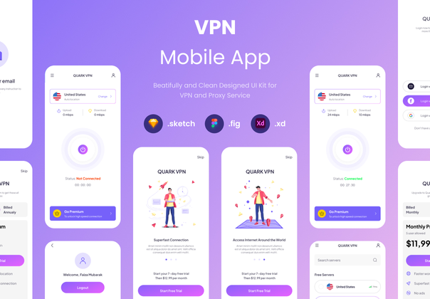 VPN移动应用程序UI KIT (VPN Mobile App UI KIT)
