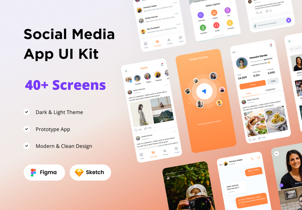 社交媒体应用程序UI套件 (Social Media App UI Kit)