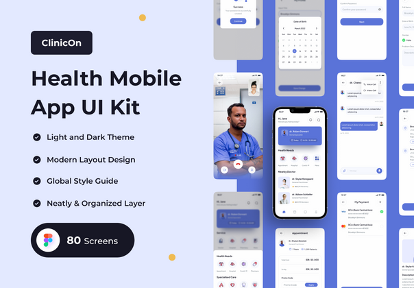 ClinicOn - 健康移动应用UI套件 (ClinicOn - Health Mobile App UI Kit)