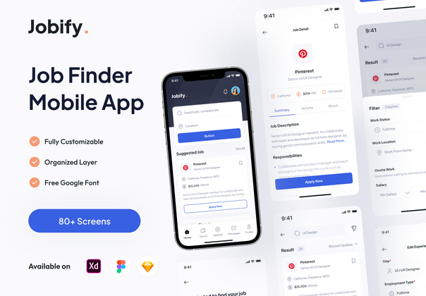 Jobify - 工作搜索移动应用程序 (Jobify - Job Finder Mobile App)
