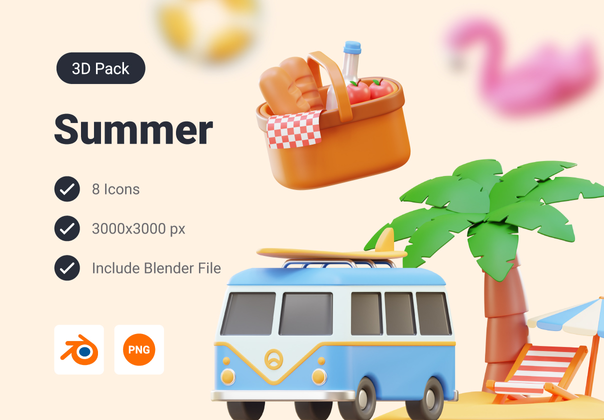 暑假3D图标包 (Summer Vacation 3D Icon Pack)