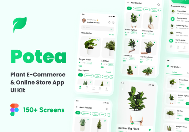Potea - 植物电子商务_在线商店应用程序UI工具包 (Potea - Plant E-Commerce _ Online Store App UI Kit)
