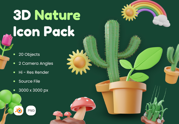3D自然图标包 (3D Nature Icon Pack)