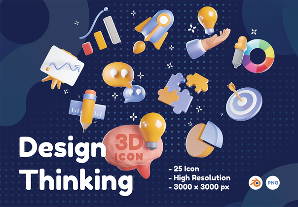 设计思维的三维图标 (Design Thinking 3D Icons)
