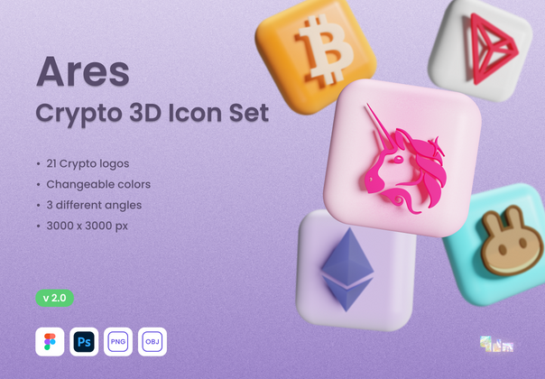 Ares Vol. 2 - Crypto 3D Icon Set_PSD (Ares Vol. 2 - Crypto 3D Icon Set_PSD)