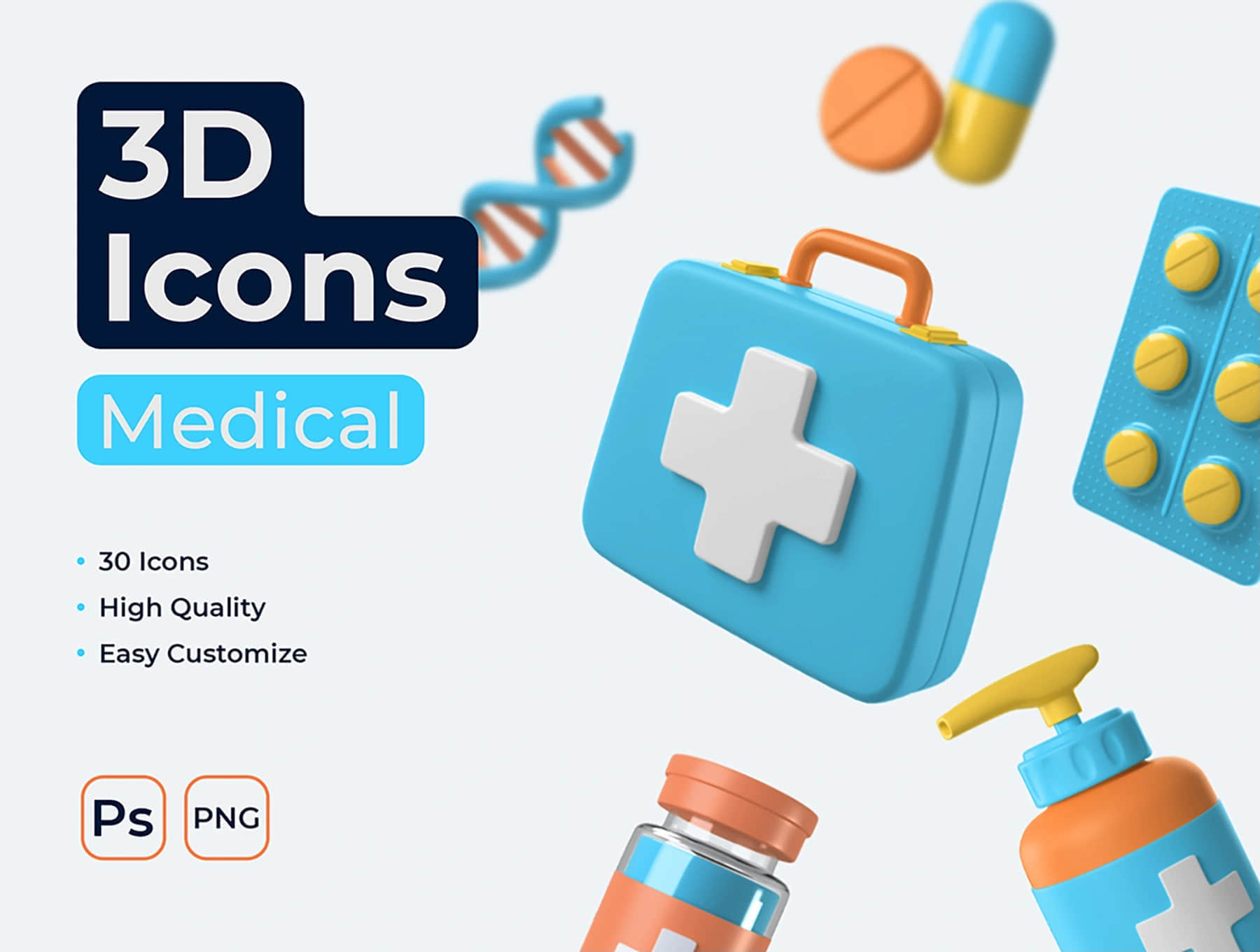 医疗3D图标 (Medical 3D Icons)